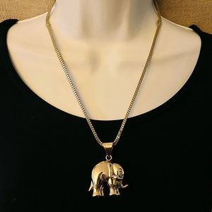 Gold plated box chain with two toned Elephant pendant